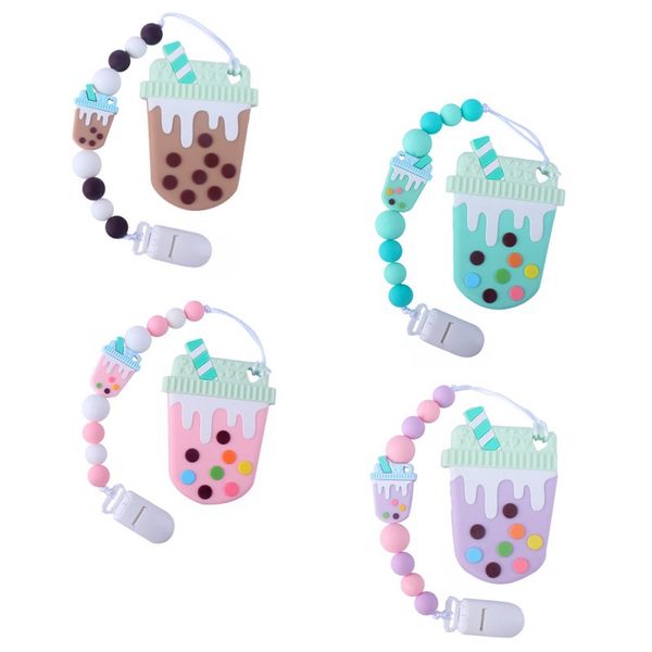

baby teether toys pacifier personalize silicone beads binky clip pacifier chain chew dummy clip nipple holder 4colors