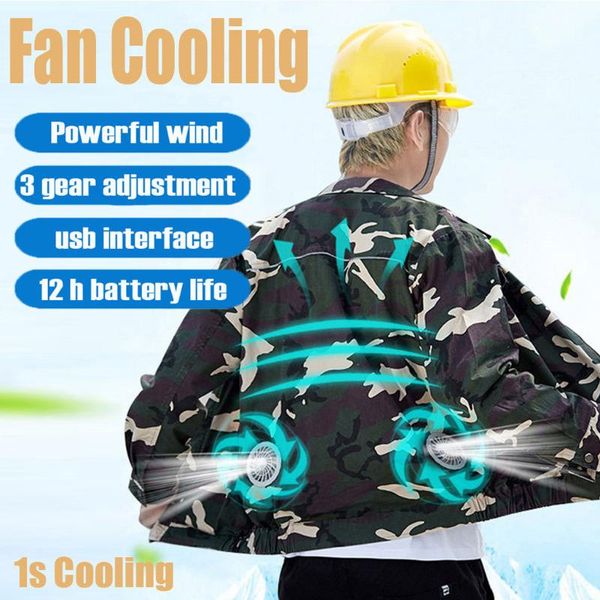 

workwear safety air conditioning wind jacket summer cooling fan air conditioning heatstroke outdoor working reflective vest, Black;white