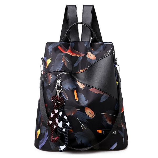 

new fashion print women anti theft backpacks small waterproof oxford school bags for girls cute cat tassel shoulder bags mochila