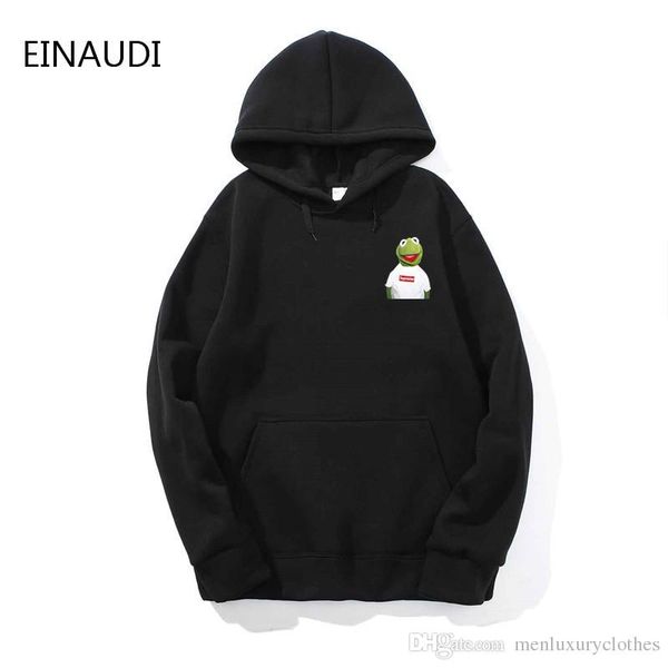 

mens sup little frog printed designer hoodies autumn hooded spring casual hiphop sweatshirts, Black