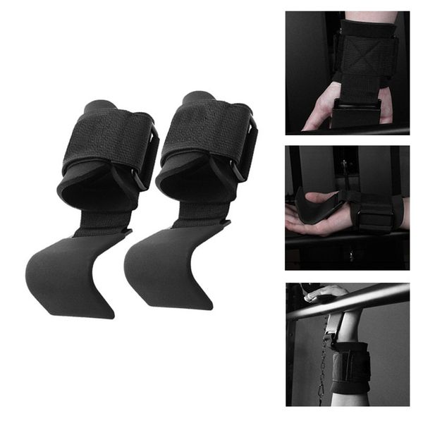 

1 pair professional fitness steel weightlifting hook wrist support hook non-slip gym arm strength training buckle, Black;red