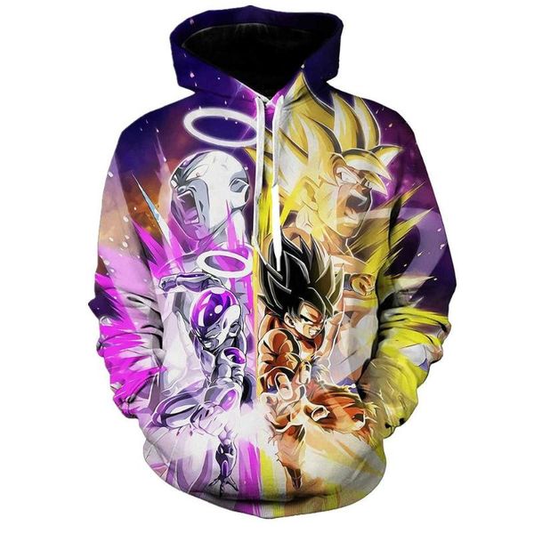 

spring new men's sweatshirt frieza goku print hoodie hob-03, Black