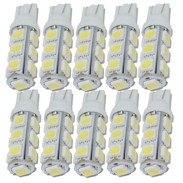 

10pcs t10 13smd wedge bulb w5w t10 led auto car light lamp led w5w white 194 interior instrument side tail bulbs