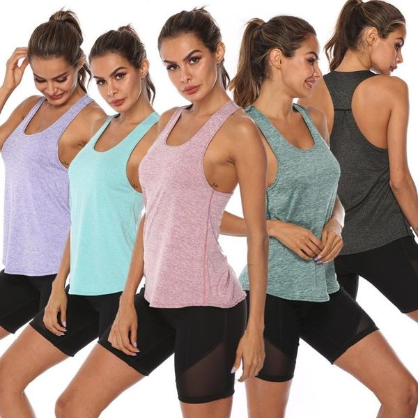 

yoga outfits women racerback tank sleeveless fitness shirts quick dry athletic running sports vest workout t shirt, White;red