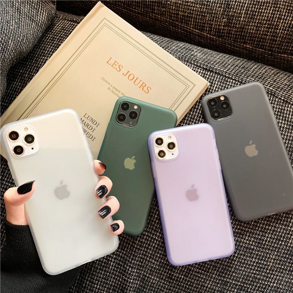 

matte clear phone case for iphone 11 candy simple solid soft case back cover for iphone 7 x 11 pro xs xr max 8 6 6s plus