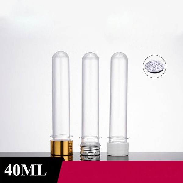 

40 мл прозрачная трубка пэт ванна соль бутылка конфеты контейнер для хранения трубка с алюминиевой крышкой оптовая пластиковая упаковка буты