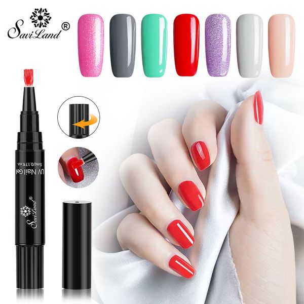 

saviland 60 colors 3 in 1 gel nail varnish pen glitter one step nail gel polish hybrid 6w uv/led dryer pen