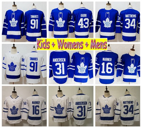 

2019 kids toronto maple leafs youth hockey jerseys 34 auston matthews 16 mitchell marner 91 john tavares 43 nazem kadri womens mens shirts, Black;red
