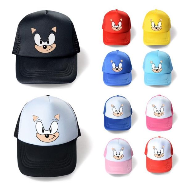 

girls summer hat sonic hedgehog baby cap toddler boys hat 2020 kids student school hats cartoon cute big teenage children caps, Yellow