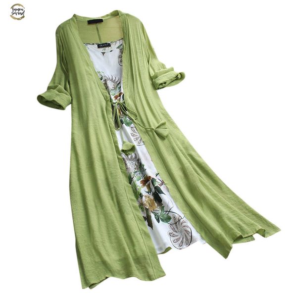 

spring summer women long linen dress plus size two pieces o-neck maxi dresses loose bohemian dresses for women 2019, Black;gray