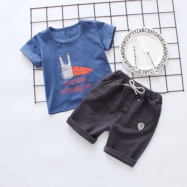 

baby boys summer clothes sets newborn children clothing sets for boy short sleeve shirts + pants cartoon snail suits t200414, White