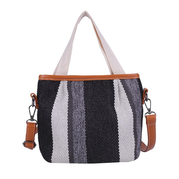 

women's linen stripe bucket bag female casual messenger bag shopping