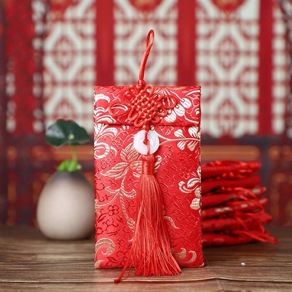 

new year chiÂ·ese style red envelope lucky money bag vertical type cloth art high-grade brocade wedding tassel knot bag