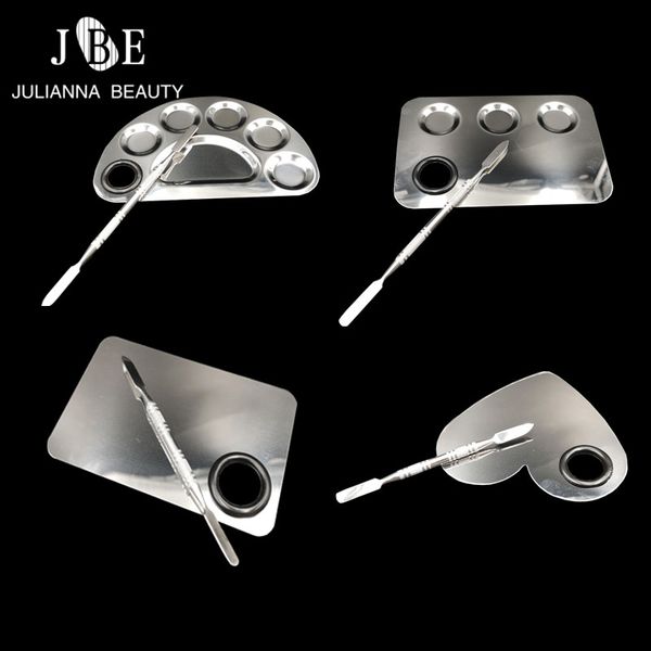 

8 type professional makeup tool kit palette nail foundation mixing palette + spatula various shape nail tool, White