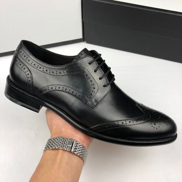 

perfect hollow cowhide leather dress shoes for men office & career sneakers male party wedding shoes for man size 38-46 with box, Black