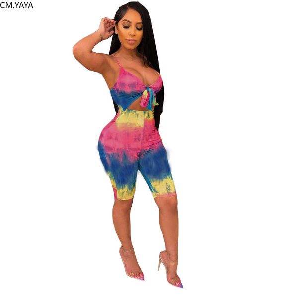 

2019 women new tie dye stripes print tie up v-neck sleeveless high waist jumpsuit bodycon overall romper playsuit glwj5030, Black;white