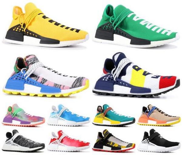 

hu pharrell nmds human race mens running shoes with box pharrell williams sample yellow core black sport designer shoes women sneakers 36-47