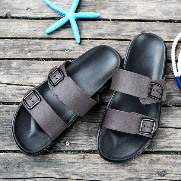

2019 fashion summer cork slipper sandals men casual beach mixed color flip flops slides shoe jan15, Black