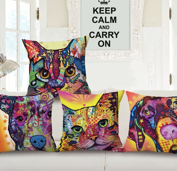 Pop Art Watercolor Cat Kitty Dog Neck Body Pillowcase Linen Bed
