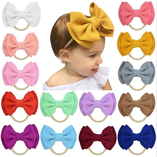 

baby mini size double-deck bow princess headband childrens party sweet princess hair accessories girls soft solid headband, Slivery;white