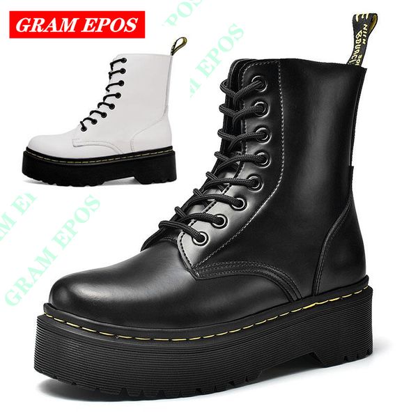 

thick flat shoes women motorcycle boots for women fashion round toe lace-up combat boots ladies shoes ankle botas mujer, Black