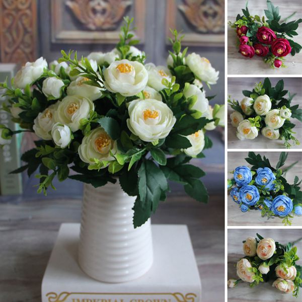 

6 branches artificial fake peony flower arrangement home l decoration