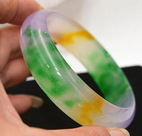 

57-62mm chinese nephrite natural lavender green jade gems bracelet bangle, Black