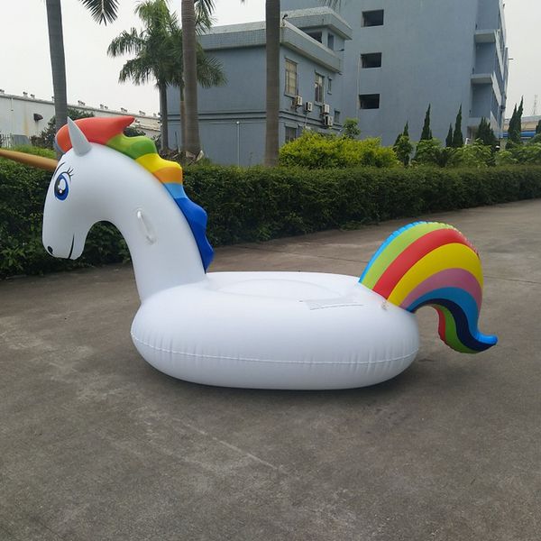 

200cm giant inflatable unicorn pool float ride-on pegasus swimming ring for children water party toys air mattress