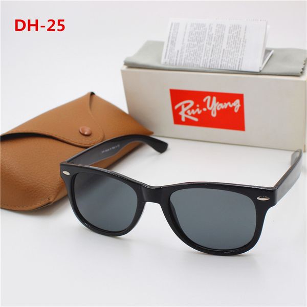 

1pcs new men's and women's fashion retro wayfarer sunglasses black frame black lens uv400 protection brown case, White;black
