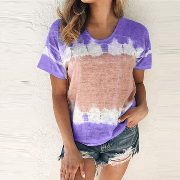 

t shirts women 2020 summer o-neck gradient print tees regular women short seleves casual loose t-shirts plus size t-shirts, White