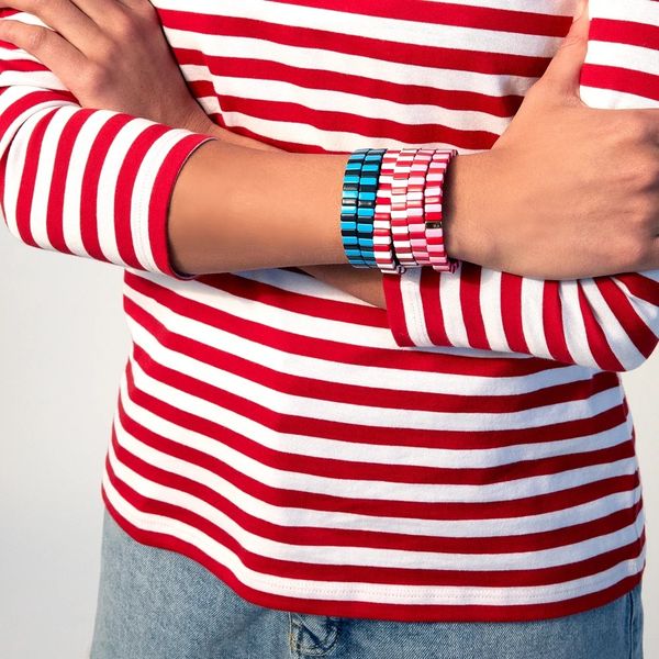 

fashion 1pcs bohemian bracelet handmade friendship braided stackable enamel rainbow tile bracelet street pgraphy bangles, Black