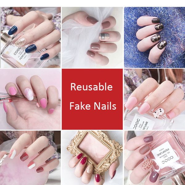 

оптовые маникюрных продукты поддельных типсы полного покрытие 30pcs / комплект многоразового акриловый естественный эффект abs искусственный, Red;gold