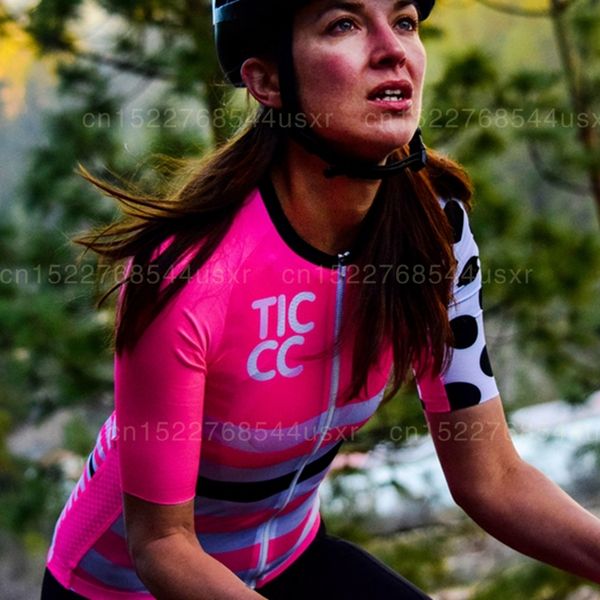 Ropa Ciclismo 2020 TICCC Women Cylersey Jersey Pink Summer MTB Road Bike RCC Cicling Cycling Abbigliamento in bicicletta traspirante in bicicletta