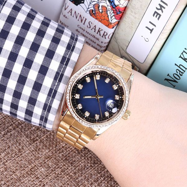 

Новый Известный Роскошный Кристалл Циферблат Браслет Кварцевые Наручные Часы Ро