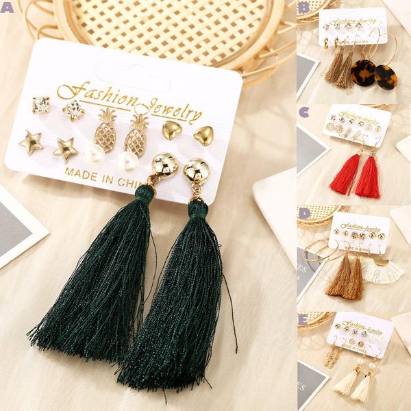 

selling women earrings fashion set earrings ethnic style tassel geometric stud brincos femininos, Golden;silver