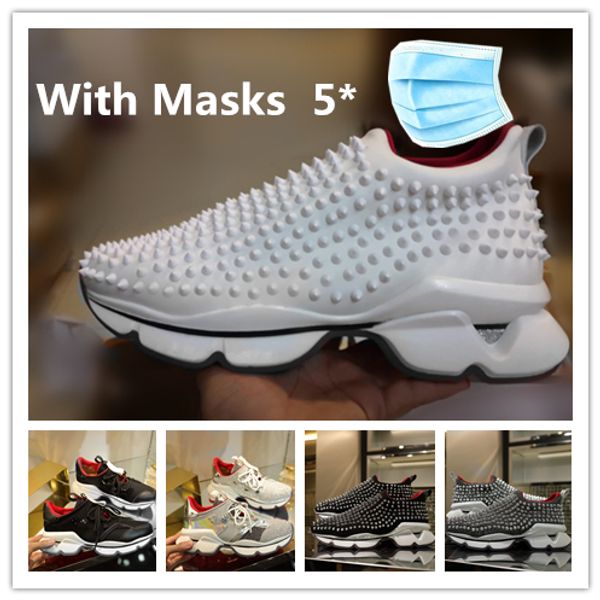 

2020 new men spike sock sneakers designer platform red bottoms donna flat rubber womens red bottom spike luxury shoes flat trainers.with box, Black