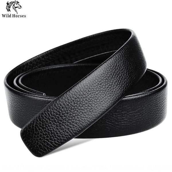 

men's no head real body no buckle automatic buckle head layer cowhide belt headless belt, Black;brown