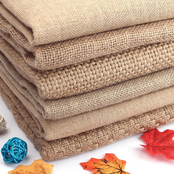 

150*50cm natural burlap fabric for placemats bags tablecloth background decoration mesh linen textile cloth costura stof, Black;white