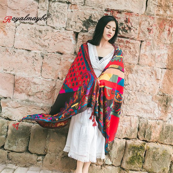 

royalmaybe scarf women's national cotton linen scarves 2019 summer seaside travel sunscreen beach towel shawl factory wholesale