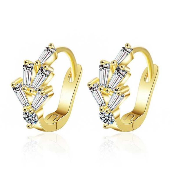 

5a cz crystal zirconia small hoop earrings gold silver color loop huggie earrings fashion wedding party jewelry gift for women, Golden;silver