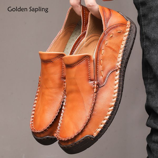 

golden sapling breathable leather shoes men summer new trekking men's sneakers soft rubber slip-on outdoor mountain hiking shoes