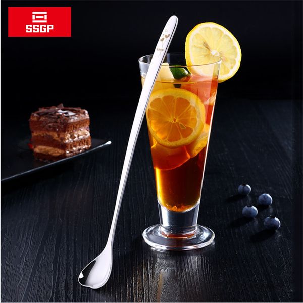 

heart-shaped spoon with long handle 26cm cute 304 stainless steel stir teaspoon coffee fruit juice drink spoon korean deep cup