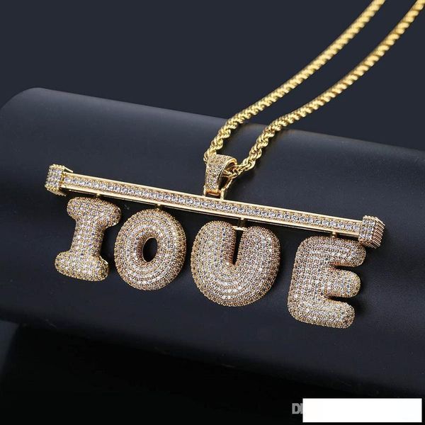 

custom name bubble letter necklace mens hip hop gold silver copper necklaces diy combination letter pendant necklace jewerly