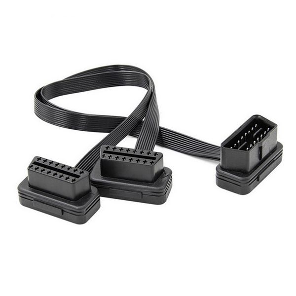

car obd extension cord one towing two elbow flat line obd2 extension cable 0.3 m female y splitter elbow obdii connector