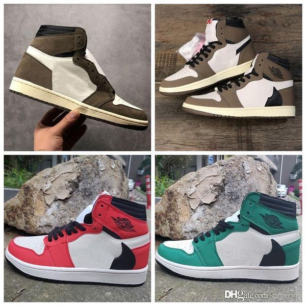 

2019 new travis scotts 1 1s high og ts sp dark mocha green red mens basketball shoes women sports sneakers size 36-45