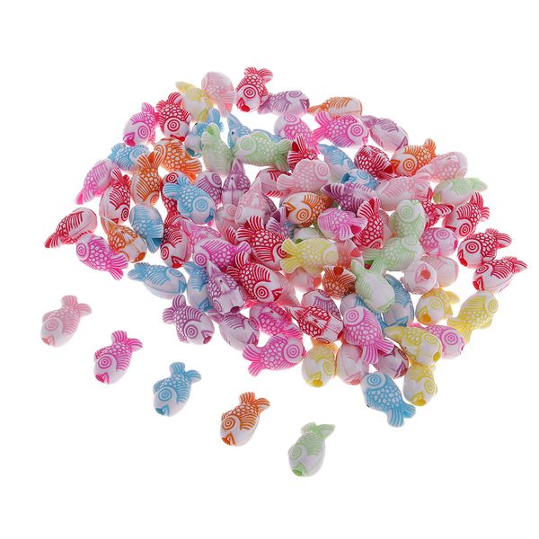 

100pcs/pack loose beads cute animal shape for children diy crafts goldfish, Black