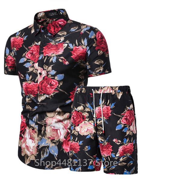 

vintage men tracksuit fitness punk rock party suit mens club beach track suits 2020 hip hop flower sets male casual clothes, Gray