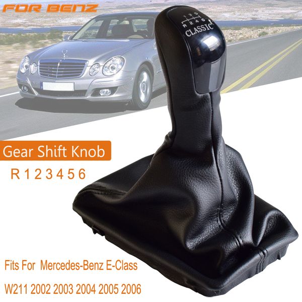 

car gear shift knob lever shifter headball with gaiter boot leather cover for - e-class w211 2002-2006 for 6 speed