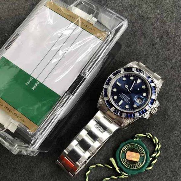 

mens selling gs diamonds & gems bezel asia 2836-2 automatic movement blue dial stainless 316f movement automatic watches, Slivery;brown