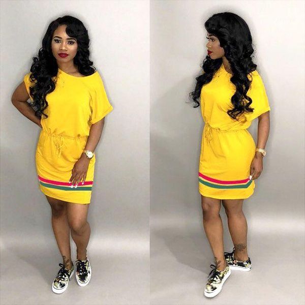 

повседневное платье твердые о-образным вырезом пояса свободные платья женские платья одежда женщины сексуальная полосатая, Black;gray